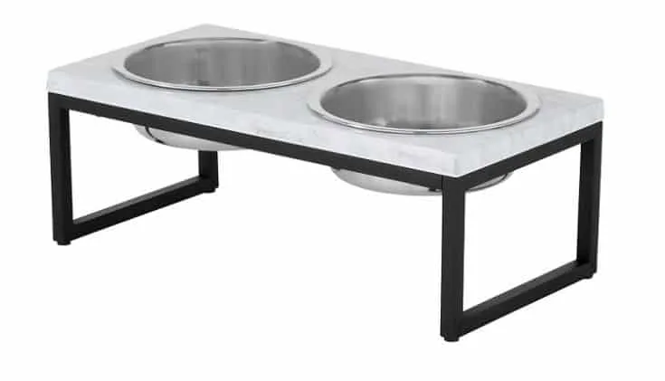 Frisco Marble Print Stainless Steel Double Elevated Dog Bowl