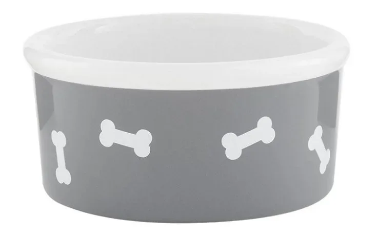 Signature Housewares Bones Non-Skid Ceramic Dog Bowl